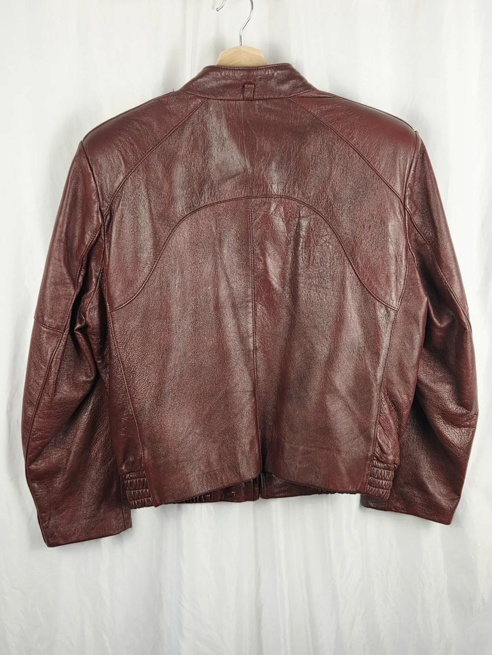 Lapiel Burgundy Leather Bomber Zip Up Jacket Size 42 - Picture 8 of 16